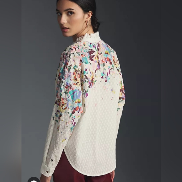 Anthropologie Pilcro The Tavi Textured Buttondown Blouse - Picture 2 of 9